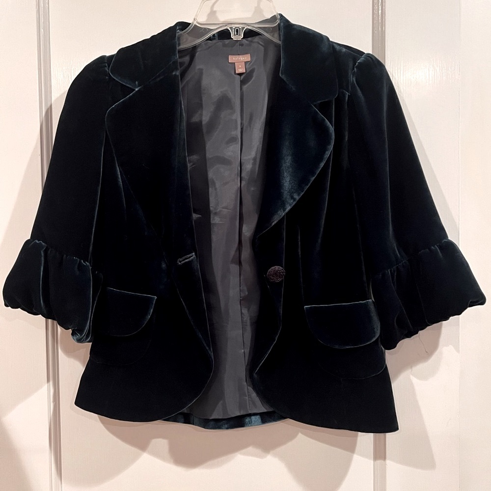 Halogen. Small. Velvet tourmaline jacket.